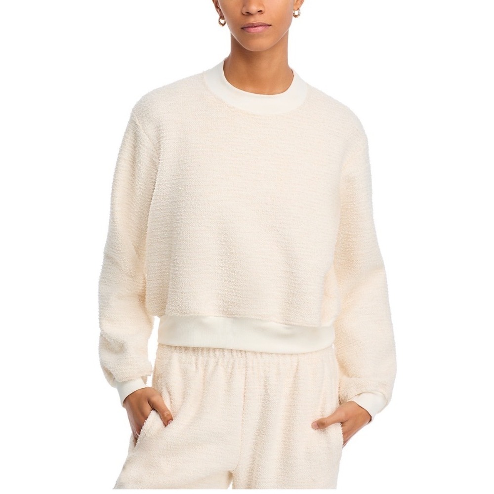 Generation Love Julie‎ Tweed Sweatshirt Cream Mock Neck Boucle Pullover MEDIUM